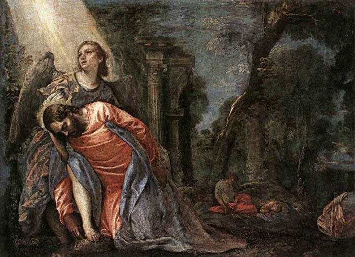 Paolo  Veronese Christ in the Garden Supported by an Angel oil painting image